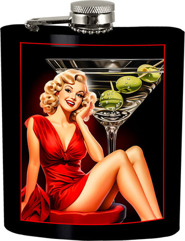 Flask Martini Pin Up Girl