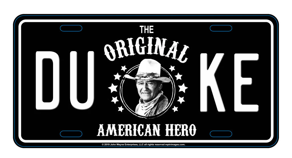 License Plate John Wayne - Blk & Wht Est.