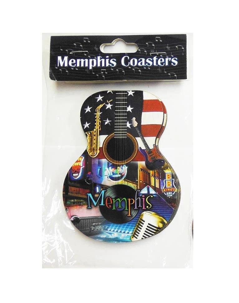 Coasters Memphis Guitar Flag Set of 4