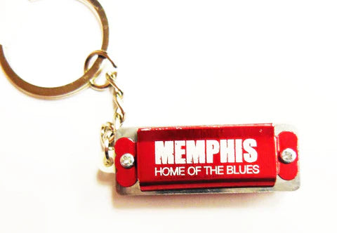 KEY CHAIN Memphis  Harmonica Red OR Blue