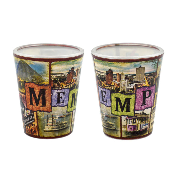 Shot Glass Memphis Collage Photo Framed