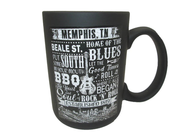 Mug Memphis Matte Blk &Wht Collage BBQ