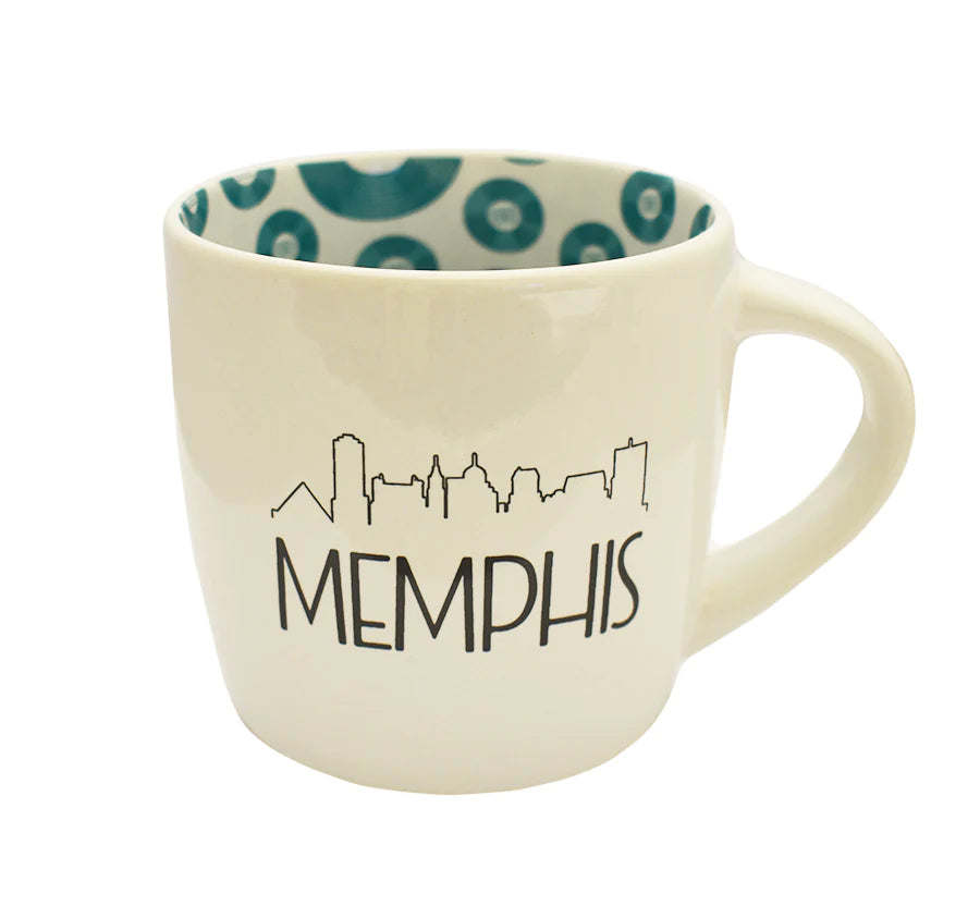 Memphis Mug White w/ Teal Records