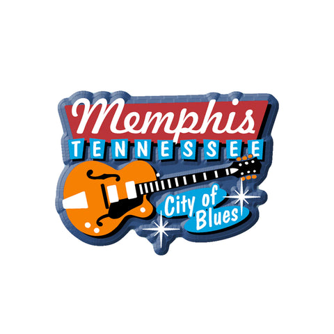 MAGNET MEMPHIS TENNESSEE CITY OF BLUES SIGN  WITH GUITAR