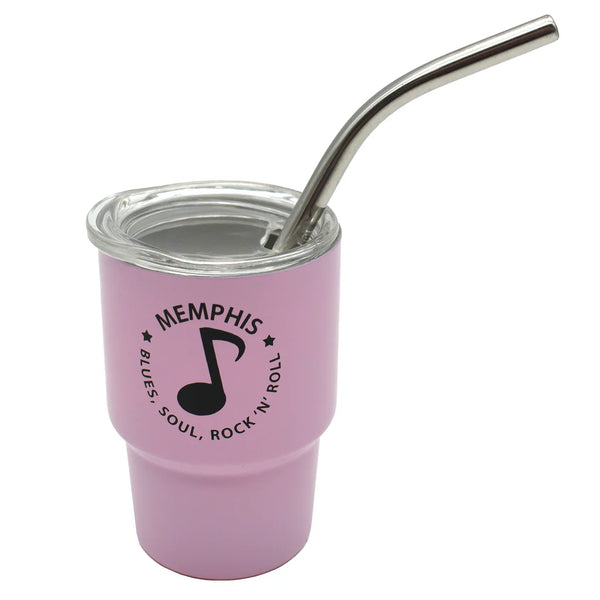 Shot Glass Memphis - Mini Tumbler w/Straw Pink/Blue