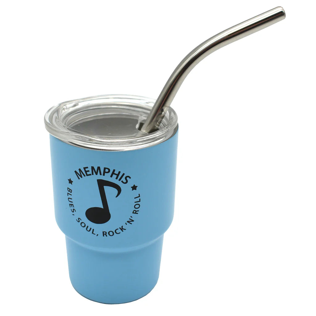 Shot Glass Memphis - Mini Tumbler w/Straw Pink/Blue or yellow