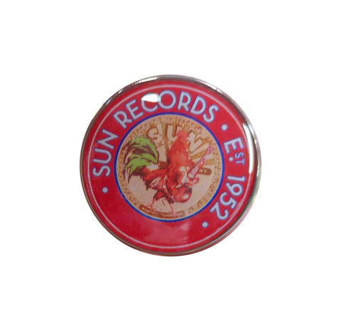 LAPEL PIN SUN RECORDS EST: 1952 WITH ROOSTER PLAYING GUITAR