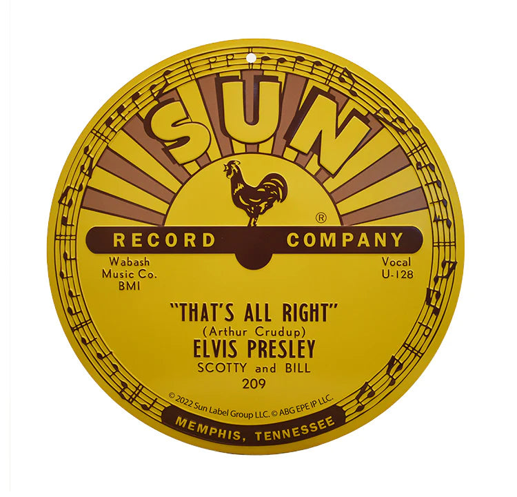 Tin Sign Sun Records Elvis Round "That's All Right"