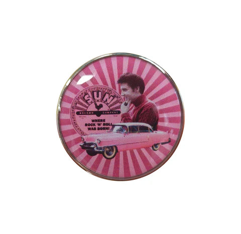 LAPEL PIN SUN/ELVIS PINK WHERE ROCK N ROLL WAS BORN