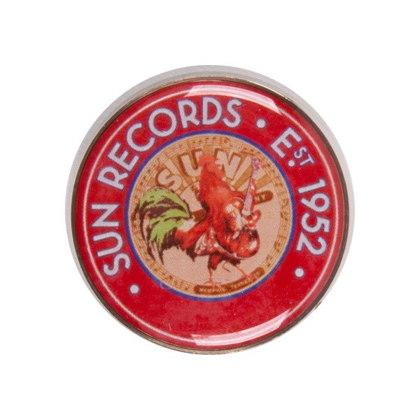 LAPEL PIN SUN RECORDS EST: 1952 WITH ROOSTER PLAYING GUITAR