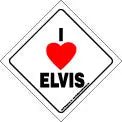 SIGN I (Heart) Elvis (White Bkgd) Auto Attitudes Car Signs with Suction Cup