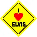 SIGN I (Heart) Elvis (Yellow Bkgd) Auto Attitudes Car Signs with Suction Cup