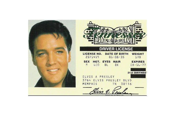 Driver License Elvis Presley Yellow