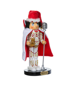 Nutcracker Elvis in White Suit with TEDDY BEAR