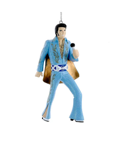 Ornament Elvis in Blue Suit with mic