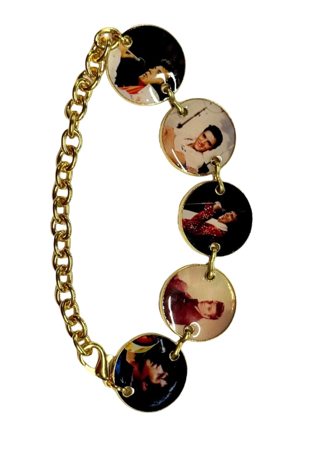 Bracelet Elvis Photo Charm Gold