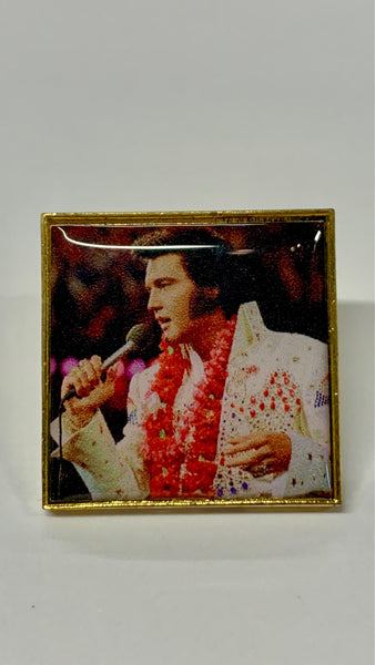 LAPEL PIN ELVIS IN EAGLE JUMPSUIT WITH MIC.