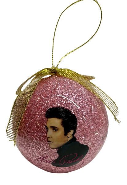 Ornament Elvis Pink Foil Round Glitter