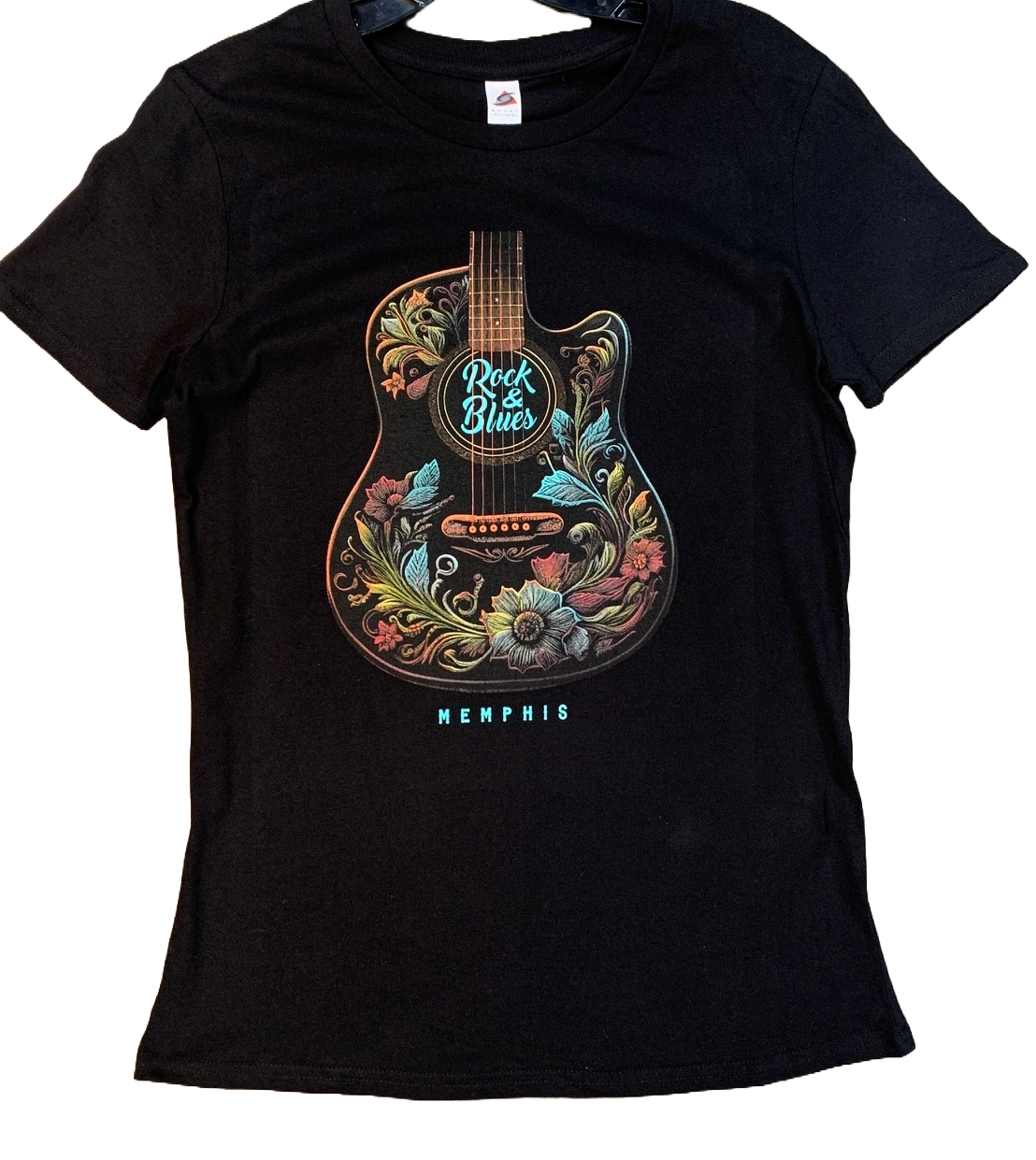 T-Shirt Memphis Flower Guitar Ladies Cut