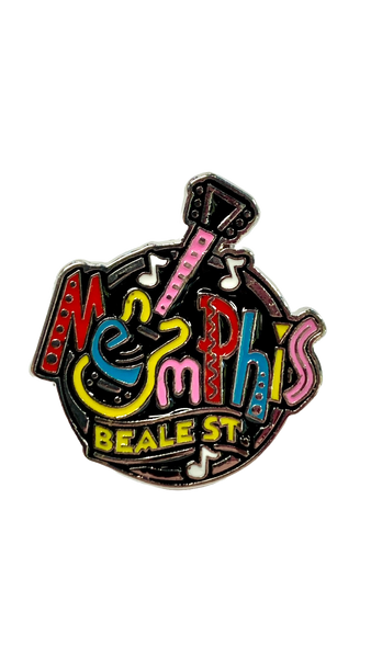 LAPEL MEMPHIS BEALE STREET  ROUND WITH GUITAR IN MIDDLE