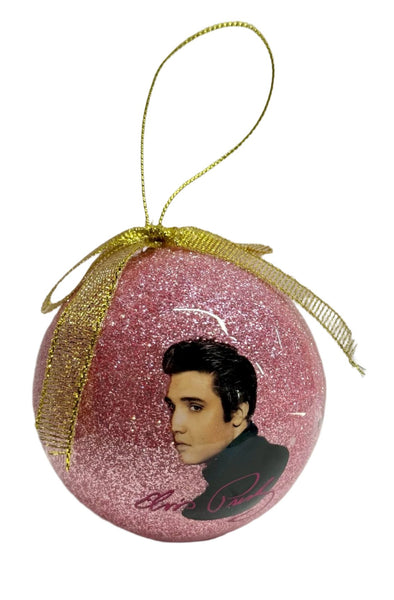 Ornament Elvis Pink Foil Round Glitter