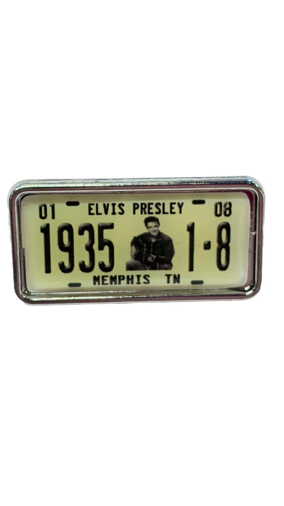 LAPEL PIN ELVIS LICENSE PLATE 1935-1-8  MEMPHIS TN.