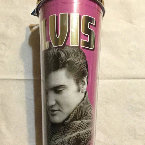 Cup Elvis Pink Foil with Straw