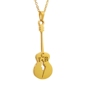 NECKLACE TCB GUITAR  Gold Plate Stainless 18" Chain Elvis Taking Care of Business