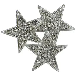 Lapel Pin Rhinestone  3 Stars Pin Silver