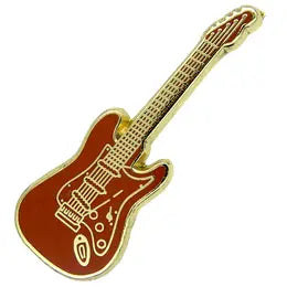 LAPEL PIN RED AND GOLD GUITAR