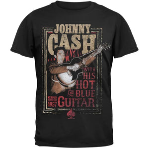 T-SHIRT Johnny Cash - Hot Blue Guitar Black T-Shirt