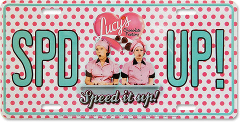 License Plate I Love Lucy Chocolate Factory - Speed Up Polka Dot