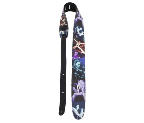 GUITAR STRAP ELVIS  MUILT COLOR HIGH RES PRINT ON LEATHER GUITAR STRAP