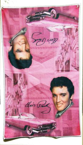 Hand Kitchen Towel Elvis Pink w/ Guitars - Boulevard Souvenirs