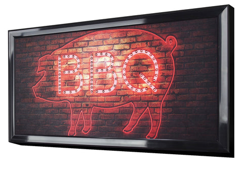 Sign BBQ Framed Light Up LED Sign Wall Decor