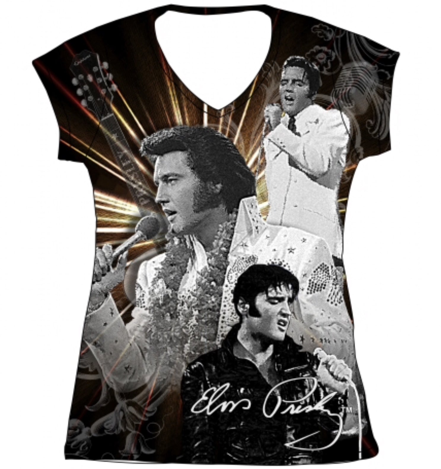 T-Shirt Elvis All Over Print W/ Rhinestones