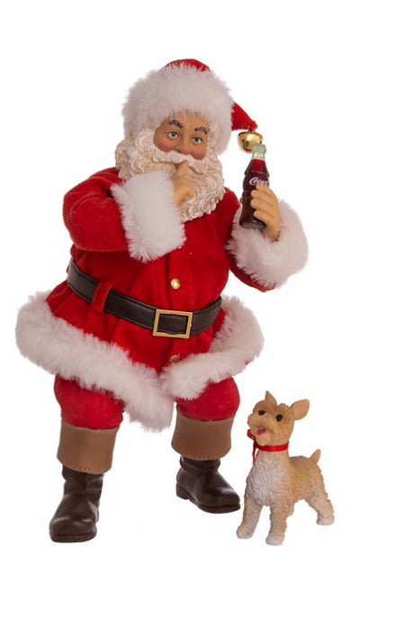 Figurine Santa with Dog Coca-Cola 90th Anniversary Kurt Adler's