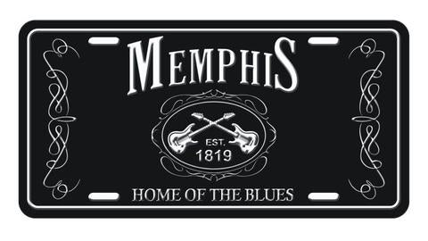 License Plate Memphis Black and White EST. 1819