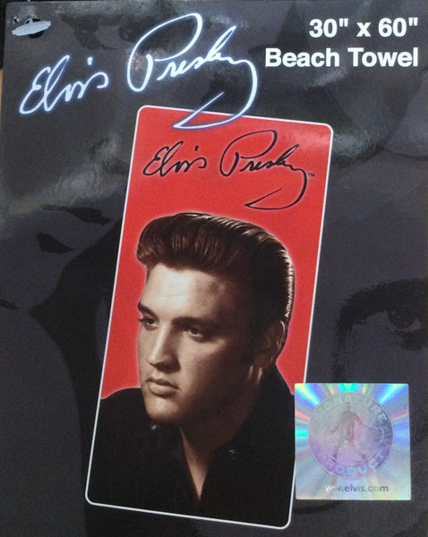 Beach Towel Elvis Black Shirt Red Background