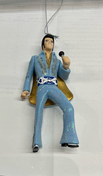 Ornament Elvis in Blue Suit with mic