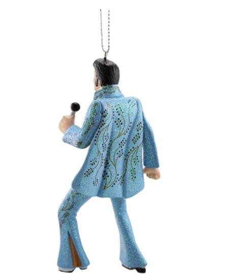 Ornament Elvis in Blue Suit with mic