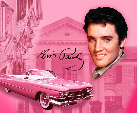 Hand Kitchen Towel Elvis Pink w/ Guitars - Boulevard Souvenirs