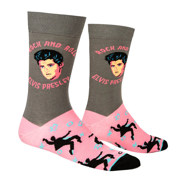 Socks Elvis Rock N Roll Pink and Gray - Boulevard Souvenirs