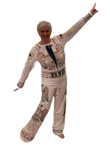 Pajama pant Set Elvis White Jumpsuit ALL SIZES BACK IN STOCK