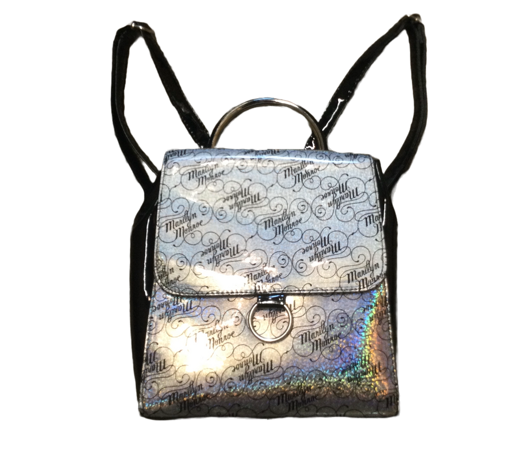 Silver top backpack purse