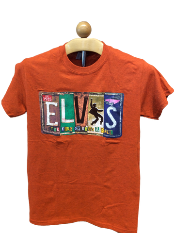 T-Shirt Elvis Vintage License Plate Orange