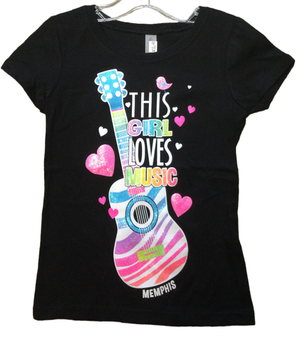 T-Shirt Memphis This Girl loves Music W/ Colored Zebra Print