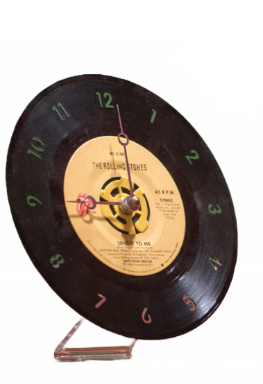 Clock Record Vintage Recycled 45RPM