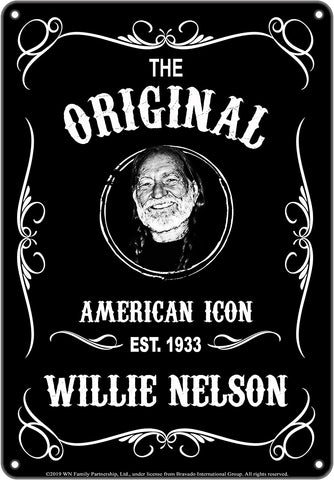 Tin Sign Willie Nelson - Black and White Est.