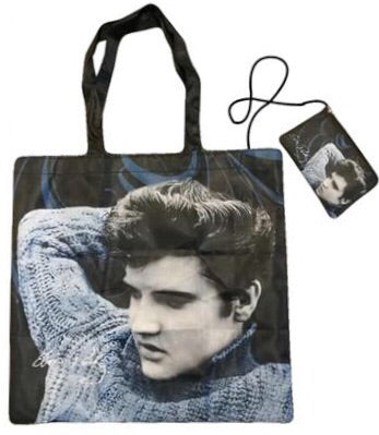BAG WITH POUCH Elvis Blue Sweater Reusable with Pouch